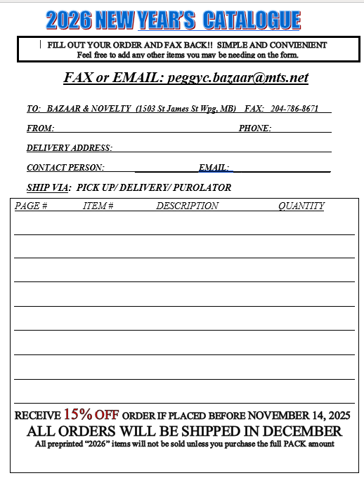 ****2026 NEW YEAR'S FAX / EMAIL FORM