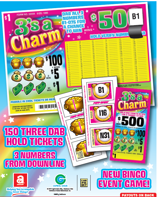 3'S A CHARM / $1000 PAYOUT - EVENT TICKET **ON SPECIAL**