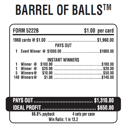 BARREL OF BALLS / $1000 PAYOUT – EVENT TICKET