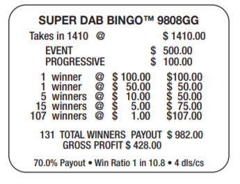 SUPER DAB BINGO / $ 500 PAYOUT – EVENT TICKET