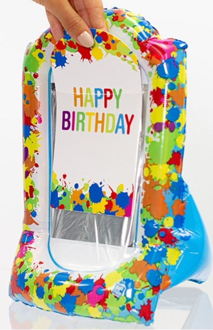 INFLATABEL GIFT CARD -PAINT SPLATTER / 8"H x 5.5"W