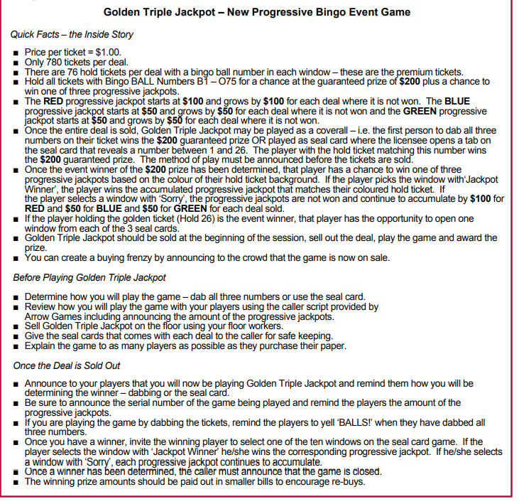 GOLDEN TRIPLE JACKPOT / $200 PAYOUT – EVENT TICKET
