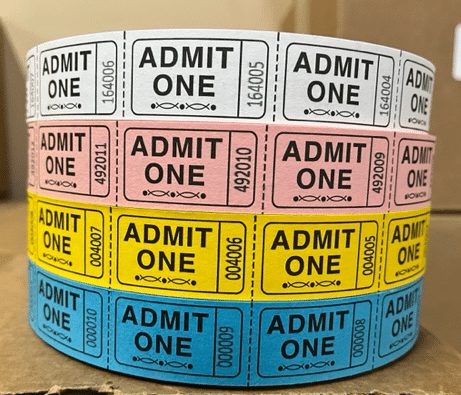 SINGLE ROLL TICKETS - ADMIT ONE