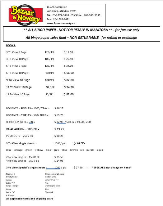 ** 2026 PRICE LIST - effective January 1, 2026