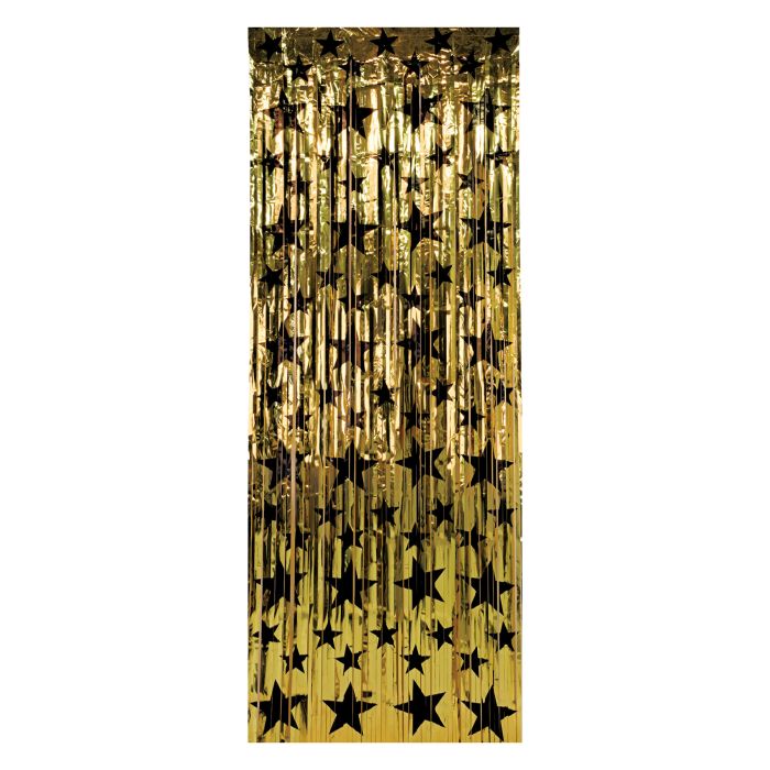 CURTAIN  - STARS GOLD/ BLACK