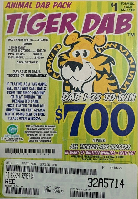 ANIMAL DAB  / $700  PAYOUT – EVENT TICKET - ALL HOLDS