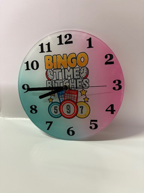 Bingo!  CLOCK 8" Glass