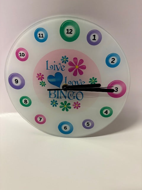 Bingo!  CLOCK 8" Glass
