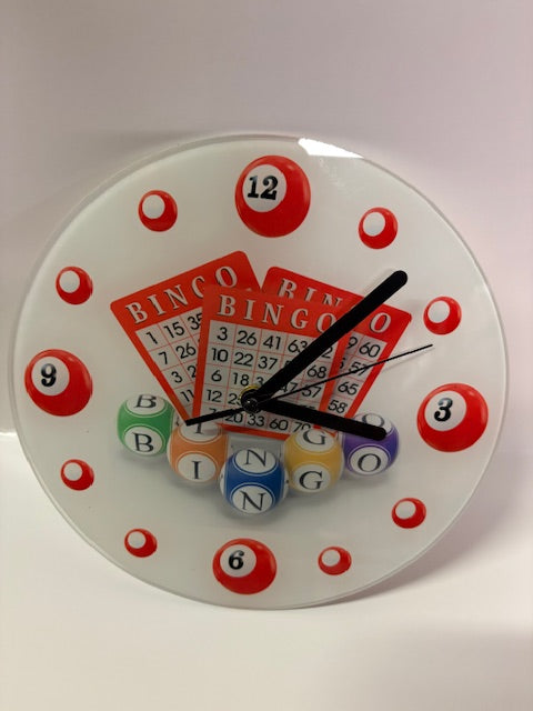 Bingo!  CLOCK 8" Glass