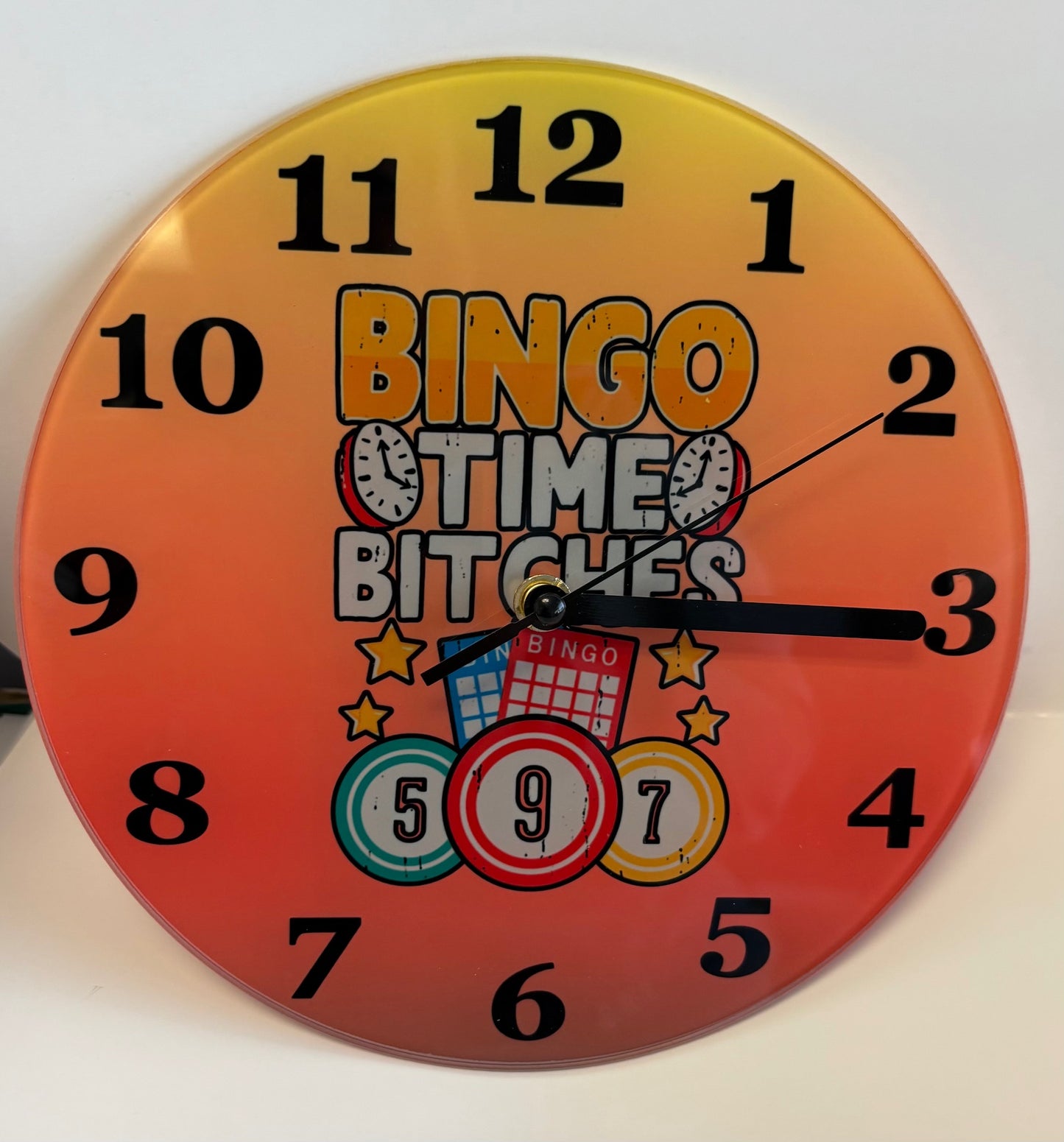 Bingo!  CLOCK 8" Glass