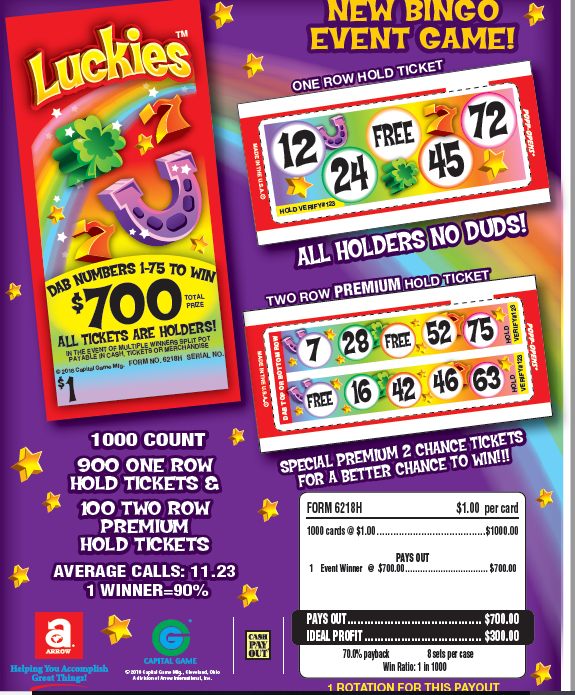 LUCKIES  / $700  PAYOUT – EVENT TICKET