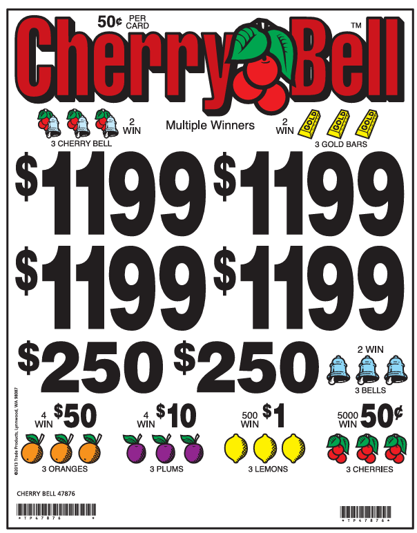 $ .50 *NEW* $ 1000 TOP PAYOUT – 24,000 Count CHERRY BELL 50 cent ticket