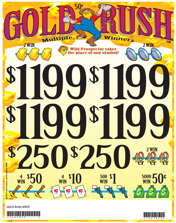 $ .50 *NEW* $ 1000 TOP PAYOUT – 24,000 Count GOLD RUSH -  50 cent ticket