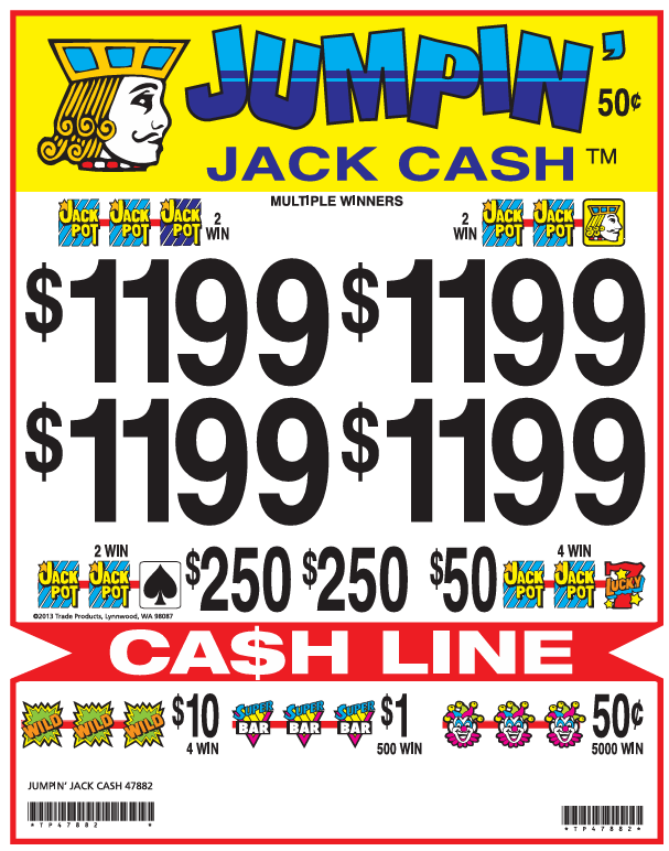 $ .50 *NEW* $ 1000 TOP PAYOUT – 24,000 Count JUMPIN JACK -  50 cent ticket