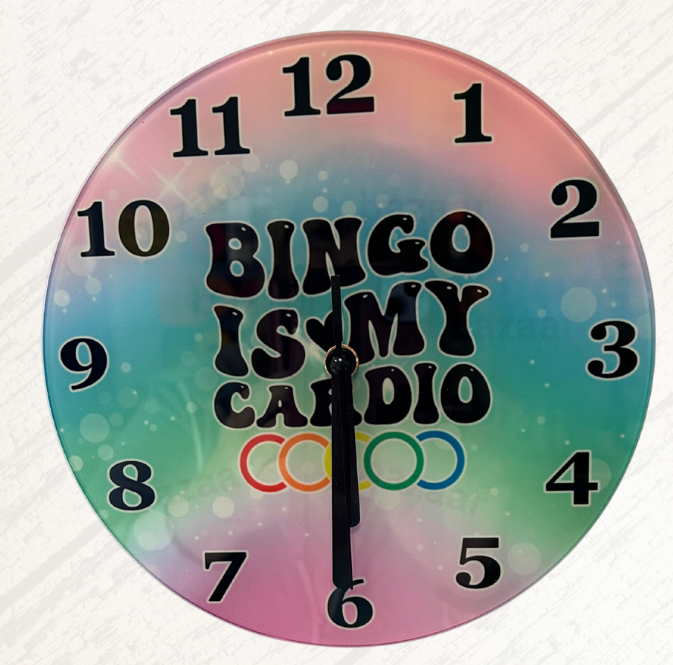 Bingo!  CLOCK 8" Glass