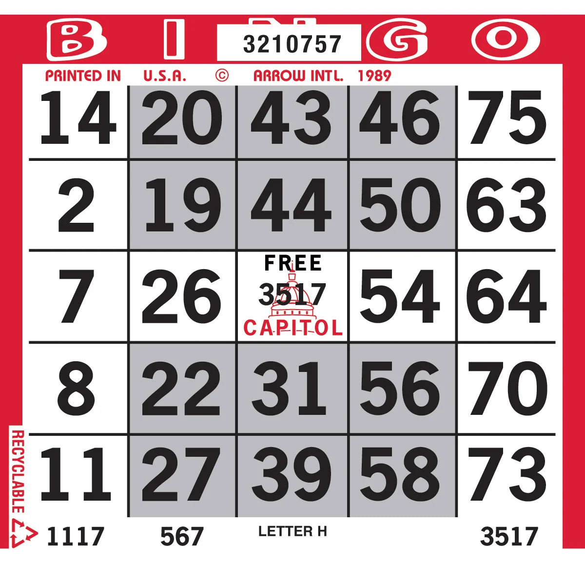 PATTERN BINGO PAPER
