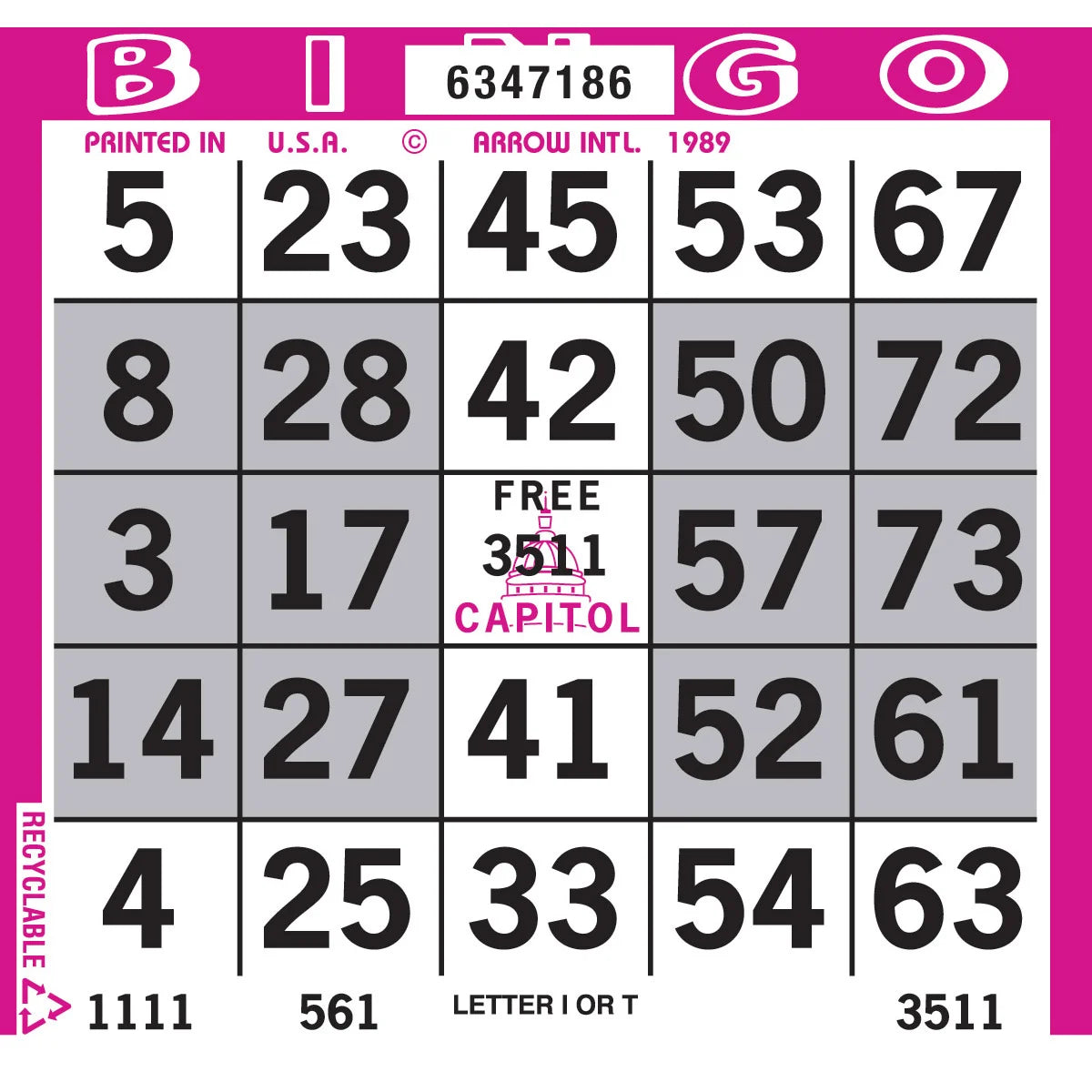 PATTERN BINGO PAPER