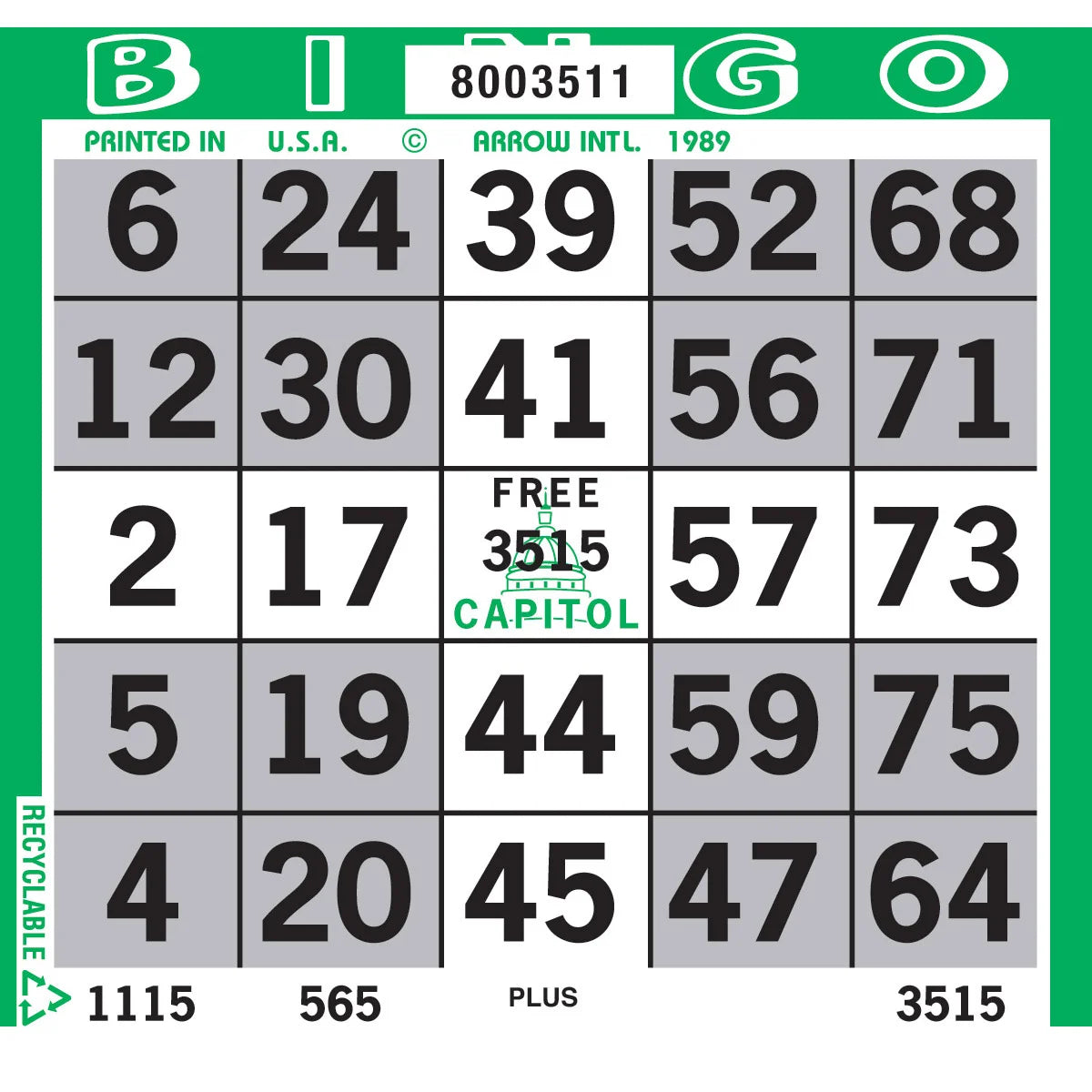 PATTERN BINGO PAPER