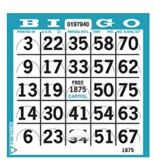 PUSHOUT BINGO PAPER - 750 CARDS
