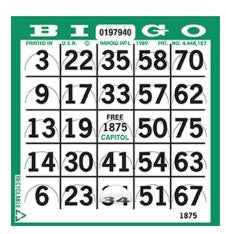 PUSHOUT BINGO PAPER - 750 CARDS