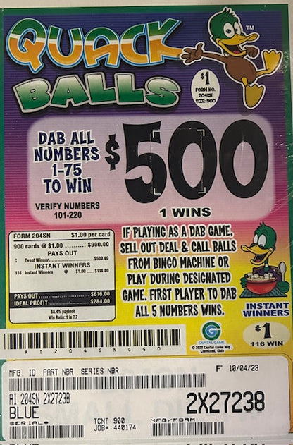 QUACK BALLS / $500 PAYOUT – EVENT TICKET