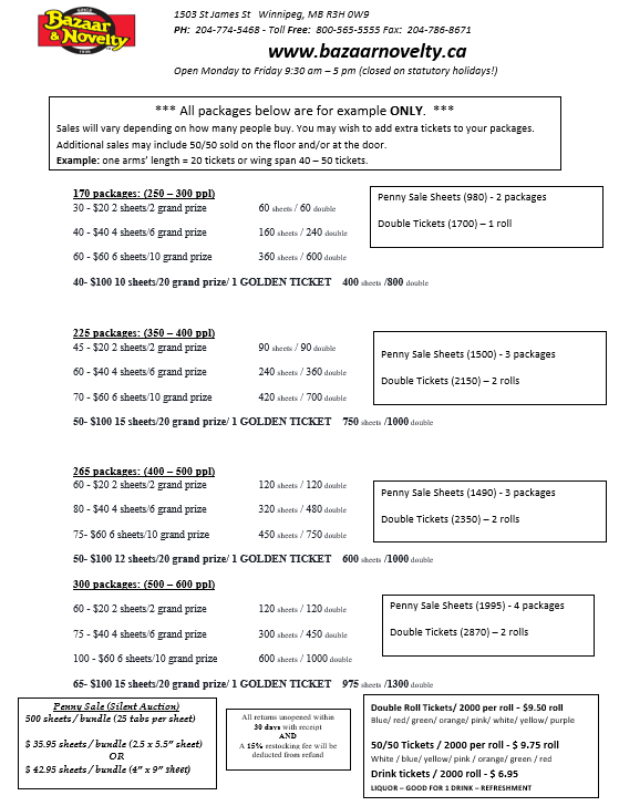 ***Social ticket packages EXAMPLE only