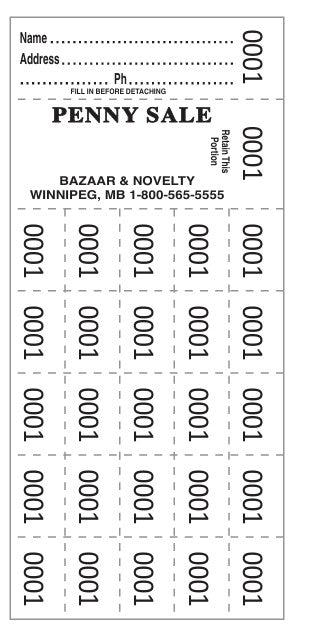 PENNY SALE - AUCTION TICKETS SMALL