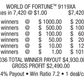 WORLD OF FORTUNE $1000 Top Win – 7420 Count