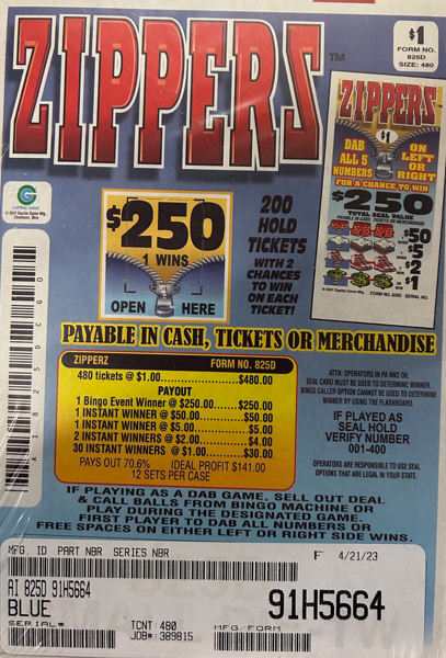ZIPPERZ / $250 PAYOUT – EVENT TICKET