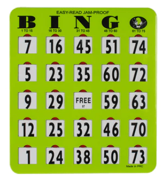 Bingo X-Large Slider Cards – 9”H x 8”W